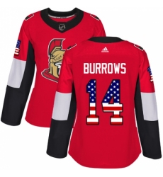 Women's Adidas Ottawa Senators #14 Alexandre Burrows Authentic Red USA Flag Fashion NHL Jersey