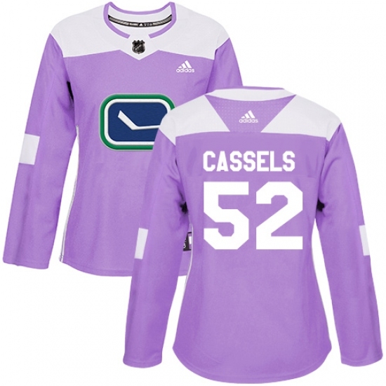 Women's Adidas Vancouver Canucks #52 Cole Cassels Authentic Purple Fights Cancer Practice NHL Jersey Women's Adidas Vancouver Canucks #52 Cole Cassels Authentic Purple Fights Cancer Practice NHL Jersey