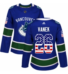 Women's Adidas Vancouver Canucks #26 Thomas Vanek Authentic Blue USA Flag Fashion NHL Jersey