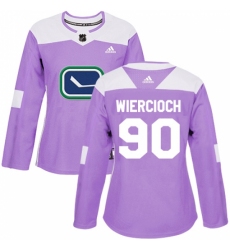 Women's Adidas Vancouver Canucks #90 Patrick Wiercioch Authentic Purple Fights Cancer Practice NHL Jersey