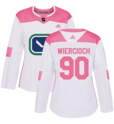 Women's Adidas Vancouver Canucks #90 Patrick Wiercioch Authentic White/Pink Fashion NHL Jersey