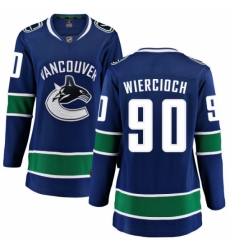 Women's Vancouver Canucks #90 Patrick Wiercioch Fanatics Branded Blue Home Breakaway NHL Jersey