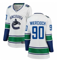 Women's Vancouver Canucks #90 Patrick Wiercioch Fanatics Branded White Away Breakaway NHL Jersey