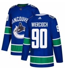 Youth Adidas Vancouver Canucks #90 Patrick Wiercioch Authentic Blue Home NHL Jersey