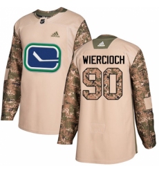 Youth Adidas Vancouver Canucks #90 Patrick Wiercioch Authentic Camo Veterans Day Practice NHL Jersey