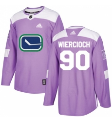 Youth Adidas Vancouver Canucks #90 Patrick Wiercioch Authentic Purple Fights Cancer Practice NHL Jersey