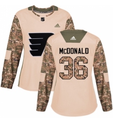 Women's Adidas Philadelphia Flyers #36 Colin McDonald Authentic Camo Veterans Day Practice NHL Jersey
