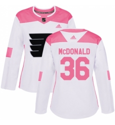 Women's Adidas Philadelphia Flyers #36 Colin McDonald Authentic White/Pink Fashion NHL Jersey