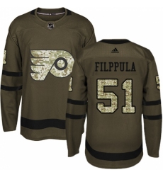 Men's Adidas Philadelphia Flyers #51 Valtteri Filppula Authentic Green Salute to Service NHL Jersey