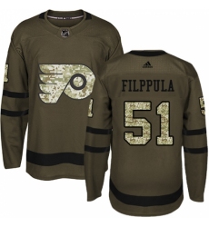 Men's Adidas Philadelphia Flyers #51 Valtteri Filppula Premier Green Salute to Service NHL Jersey