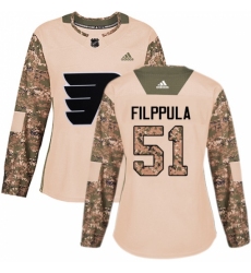 Women's Adidas Philadelphia Flyers #51 Valtteri Filppula Authentic Camo Veterans Day Practice NHL Jersey