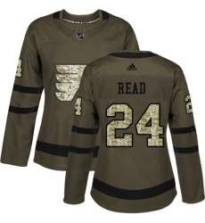 Women's Adidas Philadelphia Flyers #24 Matt Read Authentic Green Salute to Service NHL Jersey