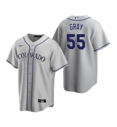 Men's Nike Colorado Rockies #55 Jon Gray Gray Road Stitched Baseball Jersey