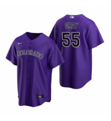 Men's Nike Colorado Rockies #55 Jon Gray Purple Alternate Stitched Baseball Jersey