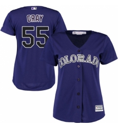 Women's Majestic Colorado Rockies #55 Jon Gray Replica Purple Alternate 1 Cool Base MLB Jersey