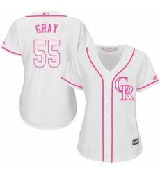 Women's Majestic Colorado Rockies #55 Jon Gray Replica White Fashion Cool Base MLB Jersey