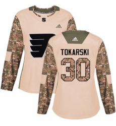 Women's Adidas Philadelphia Flyers #30 Dustin Tokarski Authentic Camo Veterans Day Practice NHL Jersey