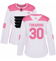 Women's Adidas Philadelphia Flyers #30 Dustin Tokarski Authentic White/Pink Fashion NHL Jersey