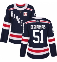 Women's Adidas New York Rangers #51 David Desharnais Authentic Navy Blue 2018 Winter Classic NHL Jersey