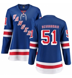 Women's New York Rangers #51 David Desharnais Fanatics Branded Royal Blue Home Breakaway NHL Jersey
