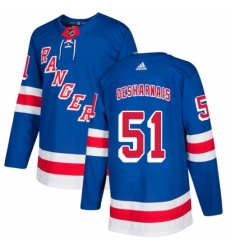 Youth Adidas New York Rangers #51 David Desharnais Authentic Royal Blue Home NHL Jersey