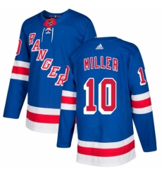 Men's Adidas New York Rangers #10 J.T. Miller Authentic Royal Blue Home NHL Jersey