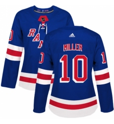 Women's Adidas New York Rangers #10 J.T. Miller Authentic Royal Blue Home NHL Jersey