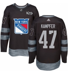 Men's Adidas New York Rangers #47 Steven Kampfer Authentic Black 1917-2017 100th Anniversary NHL Jersey