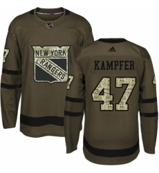 Men's Adidas New York Rangers #47 Steven Kampfer Authentic Green Salute to Service NHL Jersey
