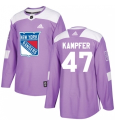 Men's Adidas New York Rangers #47 Steven Kampfer Authentic Purple Fights Cancer Practice NHL Jersey