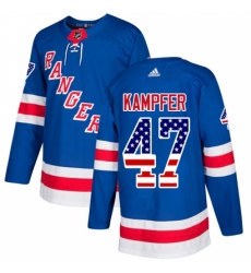 Men's Adidas New York Rangers #47 Steven Kampfer Authentic Royal Blue USA Flag Fashion NHL Jersey