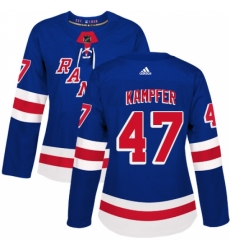 Women's Adidas New York Rangers #47 Steven Kampfer Authentic Royal Blue Home NHL Jersey