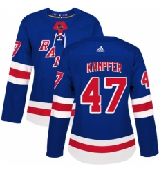 Women's Adidas New York Rangers #47 Steven Kampfer Premier Royal Blue Home NHL Jersey