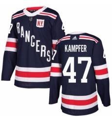 Youth Adidas New York Rangers #47 Steven Kampfer Authentic Navy Blue 2018 Winter Classic NHL Jersey