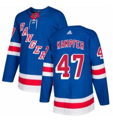 Youth Adidas New York Rangers #47 Steven Kampfer Authentic Royal Blue Home NHL Jersey