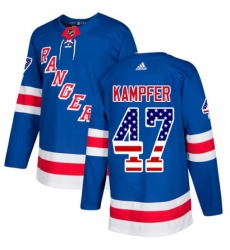 Youth Adidas New York Rangers #47 Steven Kampfer Authentic Royal Blue USA Flag Fashion NHL Jersey
