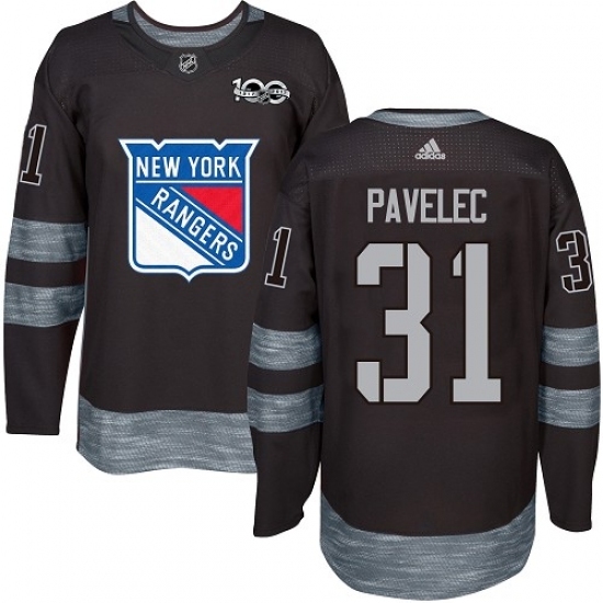 Men's Adidas New York Rangers #31 Ondrej Pavelec Authentic Black 1917-2017 100th Anniversary NHL Jersey Men's Adidas New York Rangers #31 Ondrej Pavelec Authentic Black 1917-2017 100th Anniversary NHL Jersey