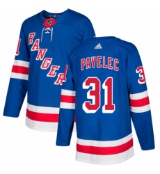 Men's Adidas New York Rangers #31 Ondrej Pavelec Authentic Royal Blue Home NHL Jersey