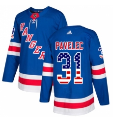 Men's Adidas New York Rangers #31 Ondrej Pavelec Authentic Royal Blue USA Flag Fashion NHL Jersey