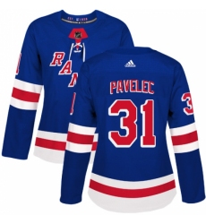 Women's Adidas New York Rangers #31 Ondrej Pavelec Authentic Royal Blue Home NHL Jersey