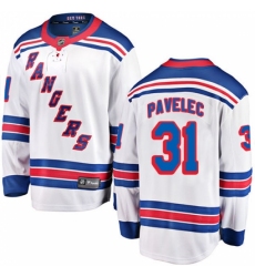 Youth New York Rangers #31 Ondrej Pavelec Fanatics Branded White Away Breakaway NHL Jersey