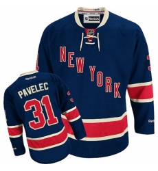 Youth Reebok New York Rangers #31 Ondrej Pavelec Authentic Navy Blue Third NHL Jersey