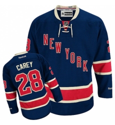 Men's Reebok New York Rangers #28 Paul Carey Authentic Navy Blue Third NHL Jersey