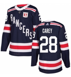 Youth Adidas New York Rangers #28 Paul Carey Authentic Navy Blue 2018 Winter Classic NHL Jersey