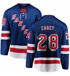 Youth New York Rangers #28 Paul Carey Fanatics Branded Royal Blue Home Breakaway NHL Jersey
