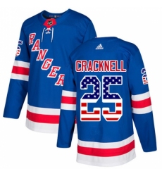 Men's Adidas New York Rangers #25 Adam Cracknell Authentic Royal Blue USA Flag Fashion NHL Jersey