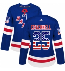 Women's Adidas New York Rangers #25 Adam Cracknell Authentic Royal Blue USA Flag Fashion NHL Jersey