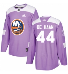 Men's Adidas New York Islanders #44 Calvin de Haan Authentic Purple Fights Cancer Practice NHL Jersey