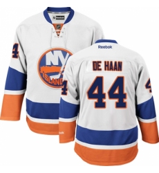 Men's Reebok New York Islanders #44 Calvin de Haan Authentic White Away NHL Jersey Men's Reebok New York Islanders #44 Calvin de Haan Authentic White Away NHL Jersey