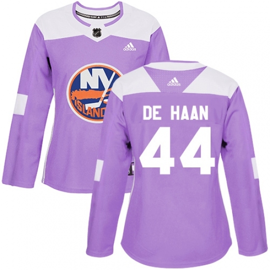 Women's Adidas New York Islanders #44 Calvin de Haan Authentic Purple Fights Cancer Practice NHL Jersey Women's Adidas New York Islanders #44 Calvin de Haan Authentic Purple Fights Cancer Practice NHL Jersey